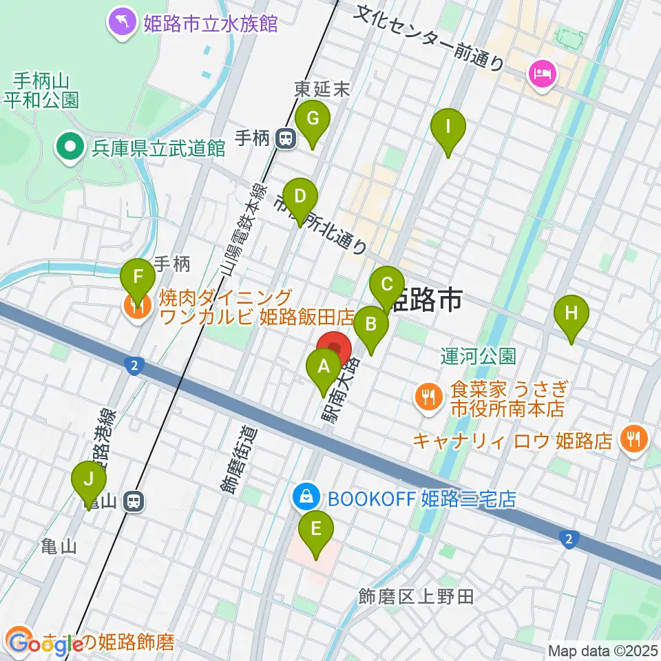 カワイ姫路ショップ周辺のコンビニエンスストア一覧地図