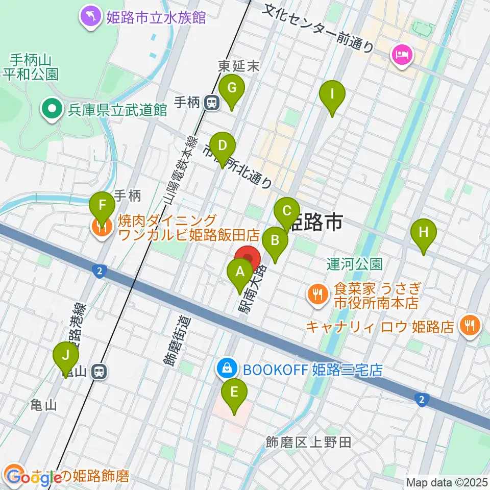 カワイ姫路ショップ周辺のコンビニエンスストア一覧地図