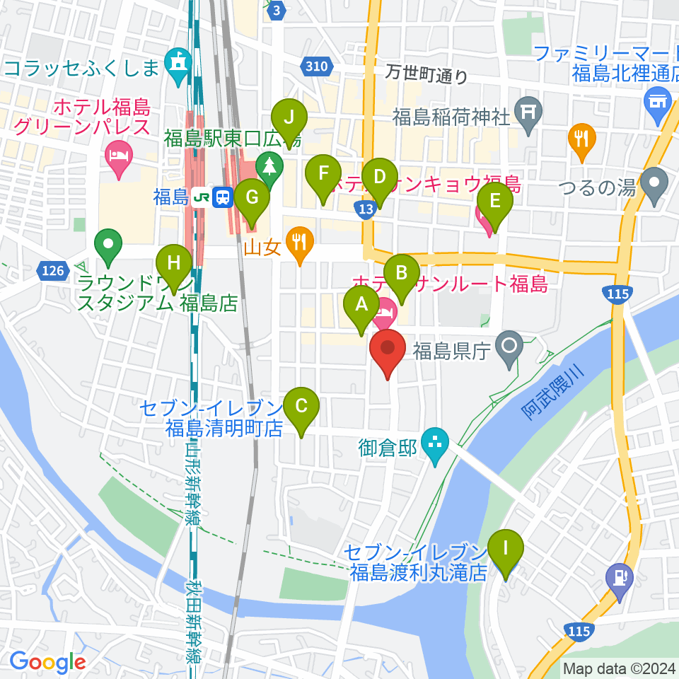 スタジオアイヴィー周辺のコンビニエンスストア一覧地図