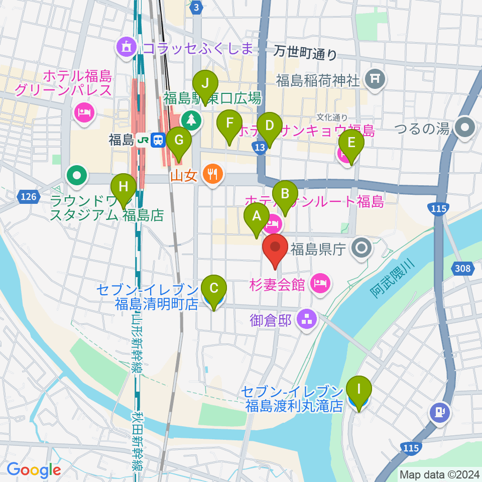 スタジオアイヴィー周辺のコンビニエンスストア一覧地図