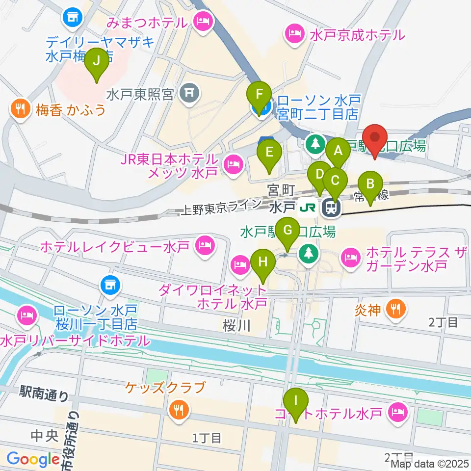 島村楽器 水戸マイム店周辺のコンビニエンスストア一覧地図