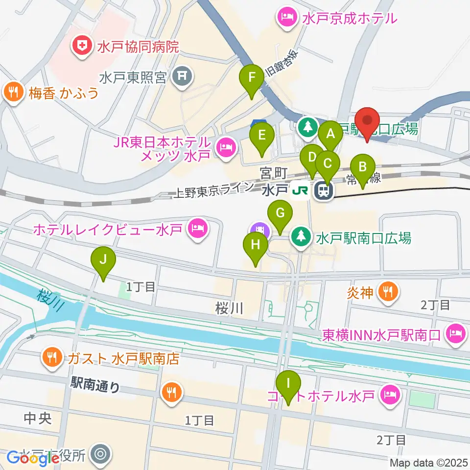 島村楽器 水戸マイム店周辺のコンビニエンスストア一覧地図