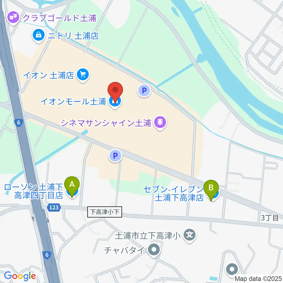 島村楽器 イオンモール土浦店周辺のコンビニエンスストア一覧地図