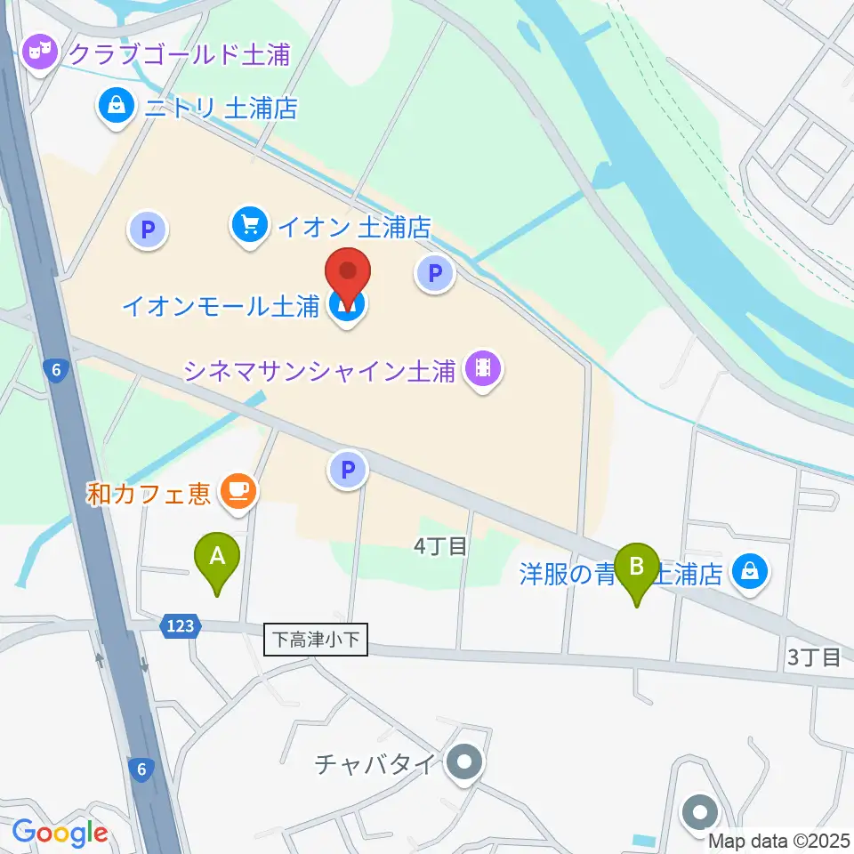 島村楽器 イオンモール土浦店周辺のコンビニエンスストア一覧地図