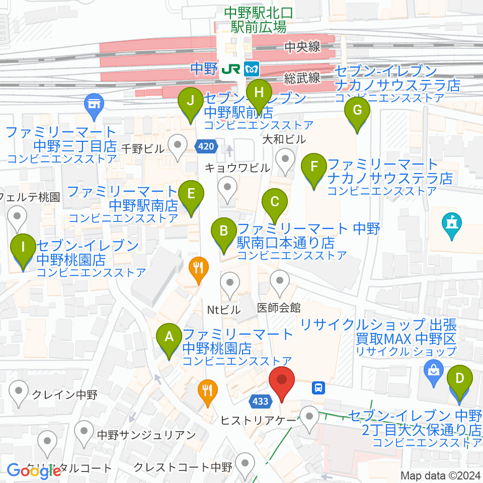 Volta Studio周辺のコンビニエンスストア一覧地図