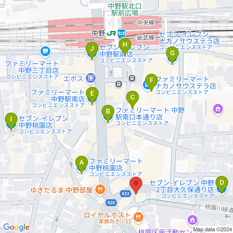 Volta Studio周辺のコンビニエンスストア一覧地図