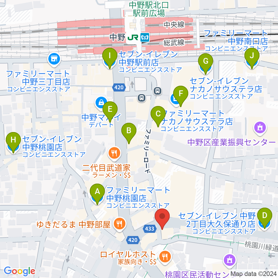 Volta Studio周辺のコンビニエンスストア一覧地図