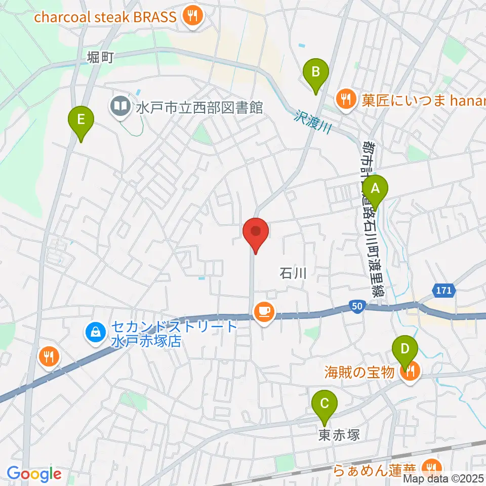 カワイ水戸ショップ周辺のコンビニエンスストア一覧地図