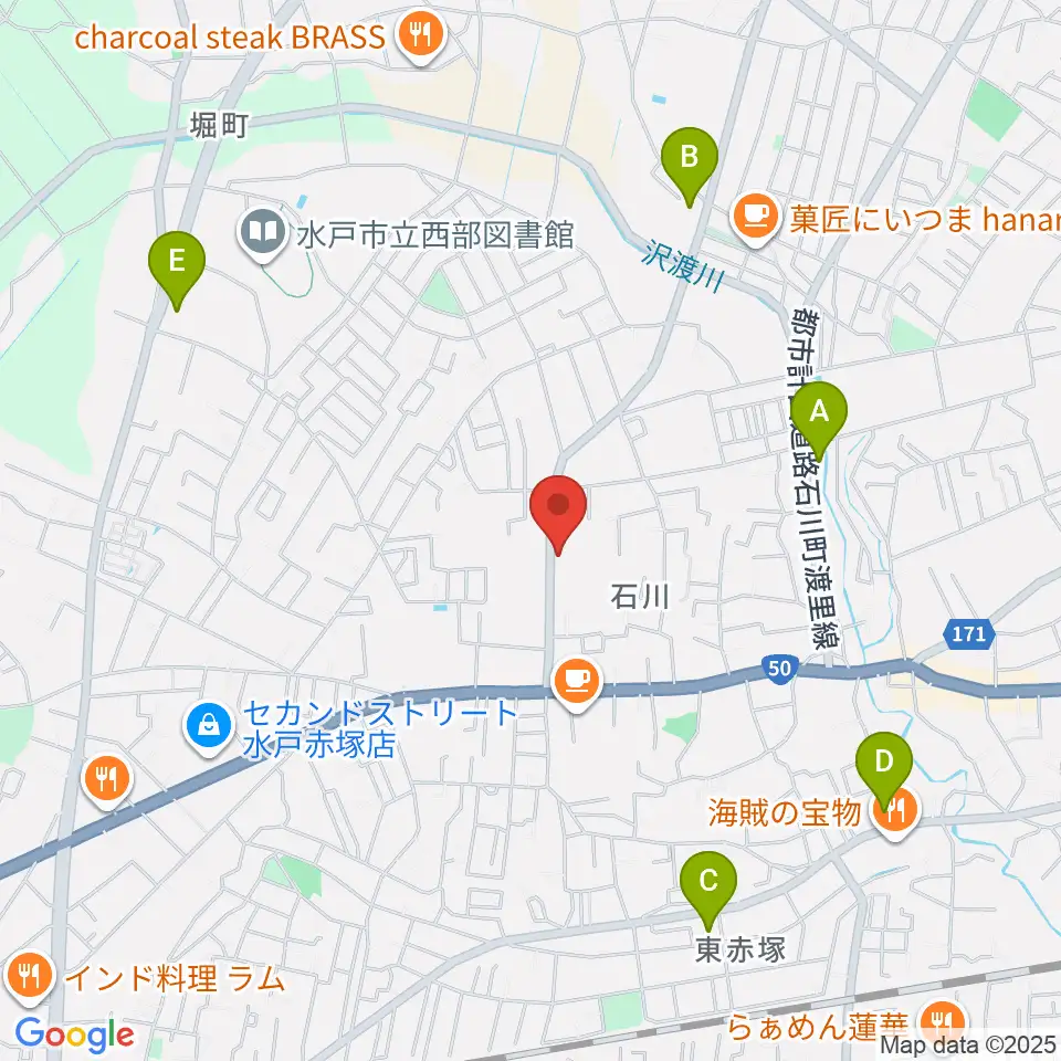 カワイ水戸ショップ周辺のコンビニエンスストア一覧地図