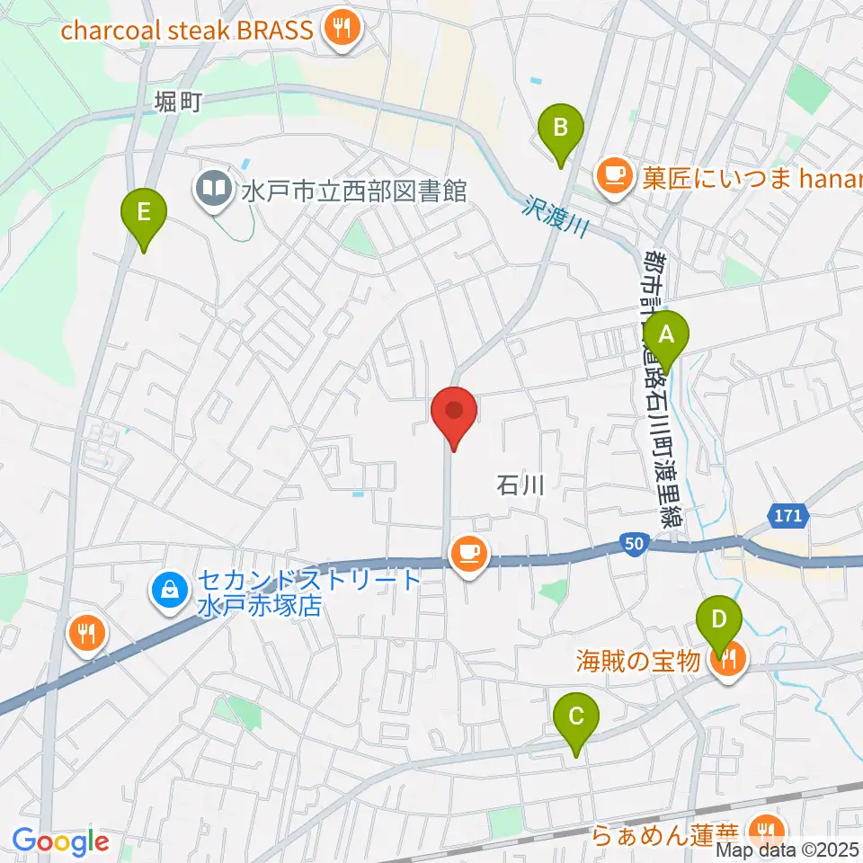 カワイ水戸ショップ周辺のコンビニエンスストア一覧地図