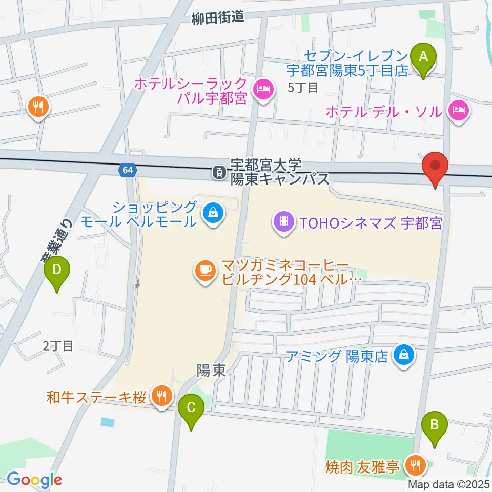 カワイ宇都宮ショップ周辺のコンビニエンスストア一覧地図