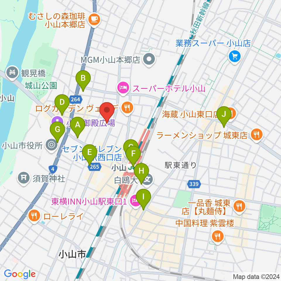 カワイ小山ショップ周辺のコンビニエンスストア一覧地図