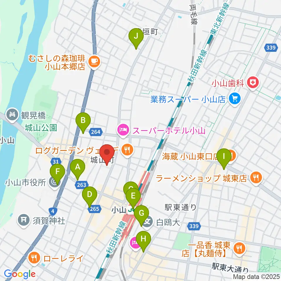 カワイ小山ショップ周辺のコンビニエンスストア一覧地図