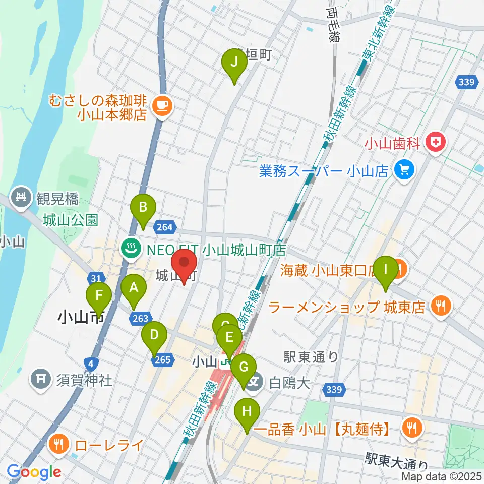 カワイ小山ショップ周辺のコンビニエンスストア一覧地図