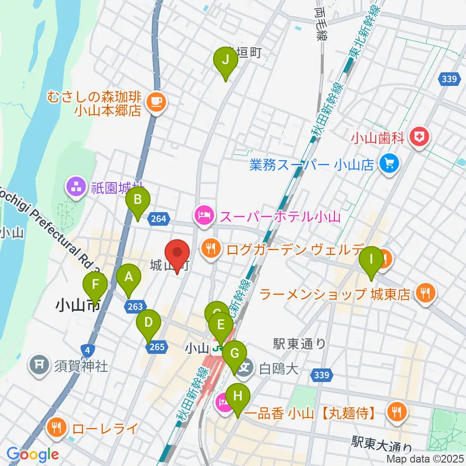 カワイ小山ショップ周辺のコンビニエンスストア一覧地図