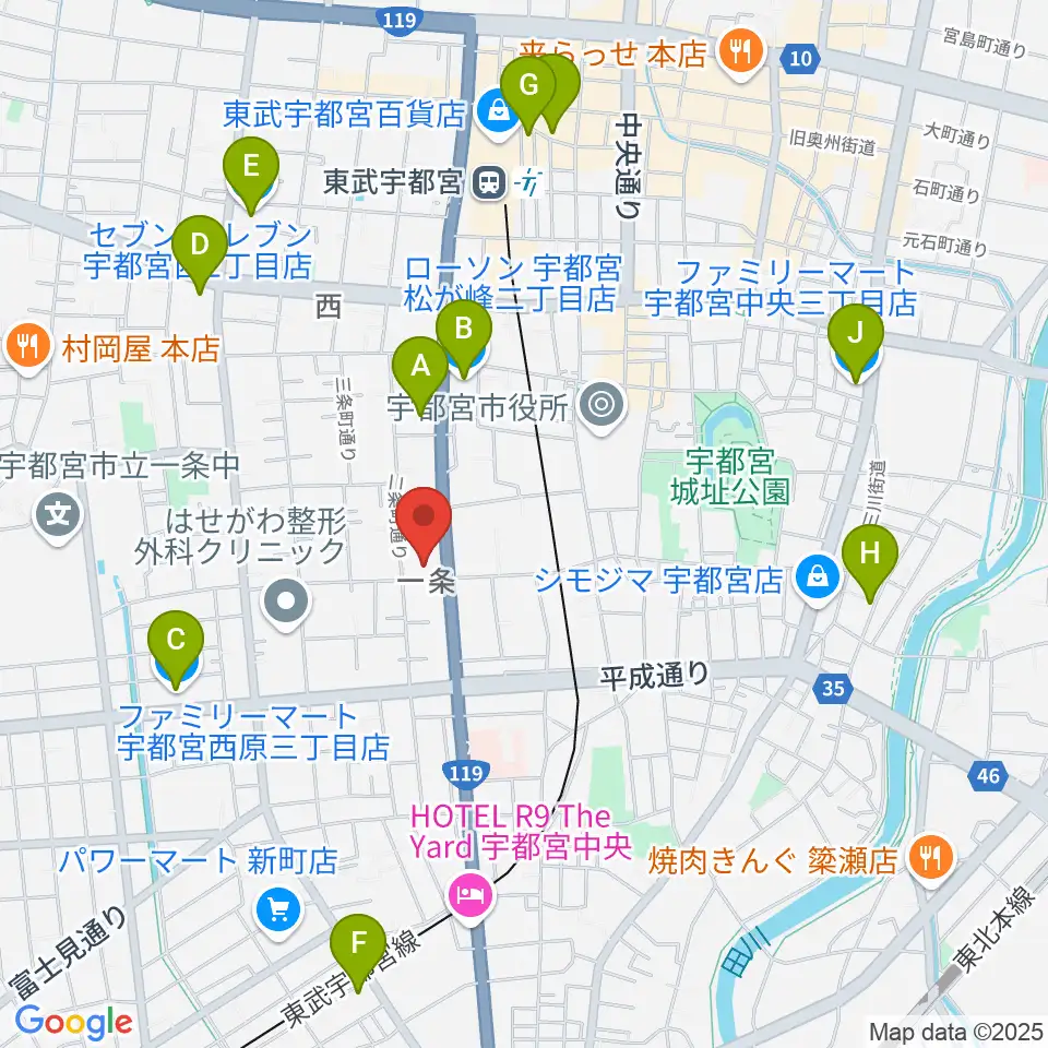 アンザイピアノテクニカル・エマ音楽院周辺のコンビニエンスストア一覧地図