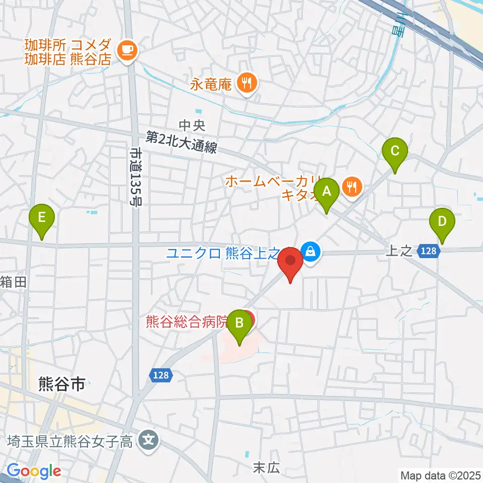 カワイ熊谷ショップ周辺のコンビニエンスストア一覧地図