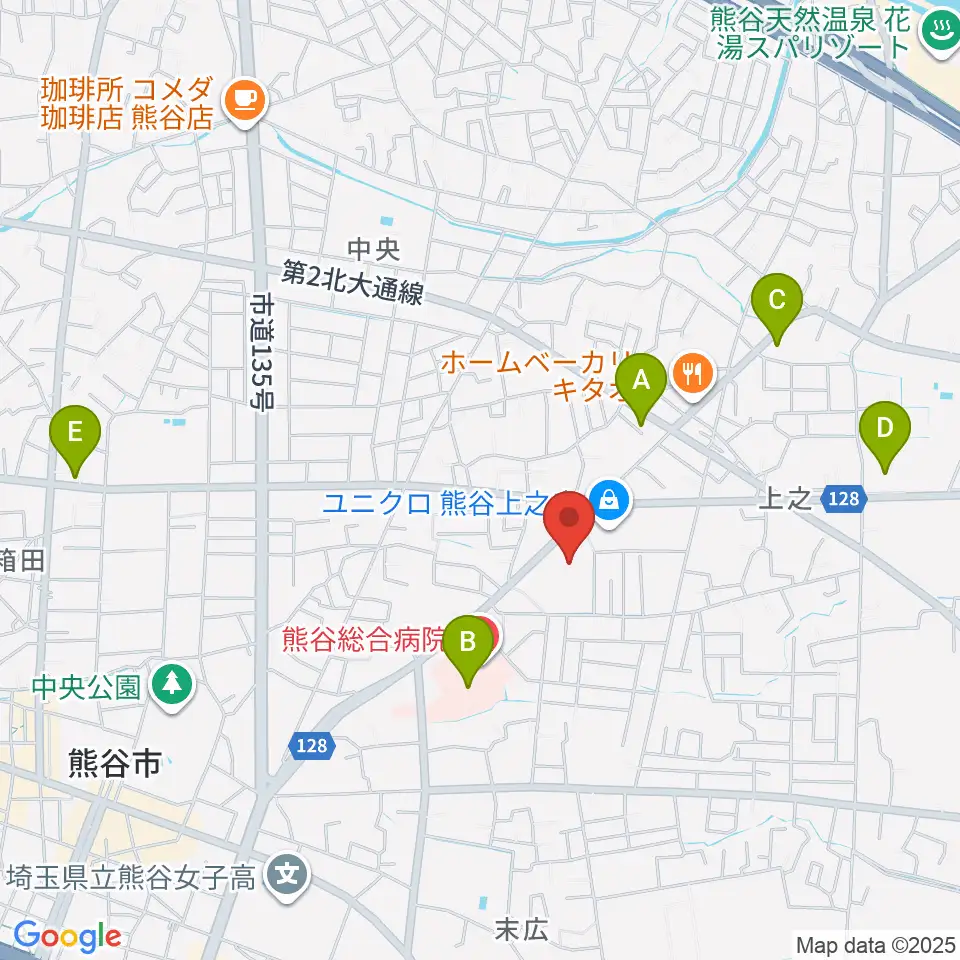 カワイ熊谷ショップ周辺のコンビニエンスストア一覧地図