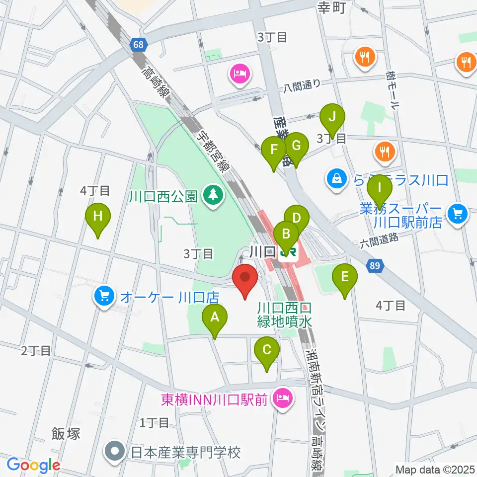 カワイ川口ショップリリア周辺のコンビニエンスストア一覧地図