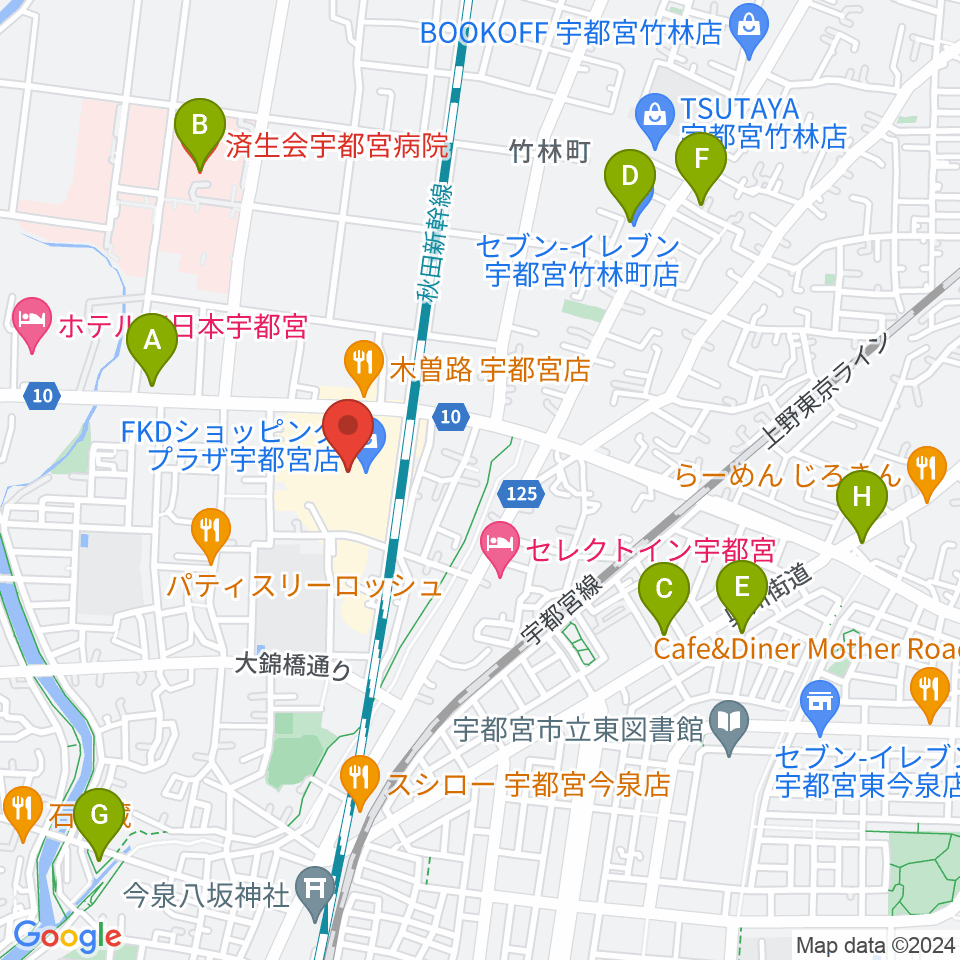 島村楽器 FKD宇都宮店周辺のコンビニエンスストア一覧地図