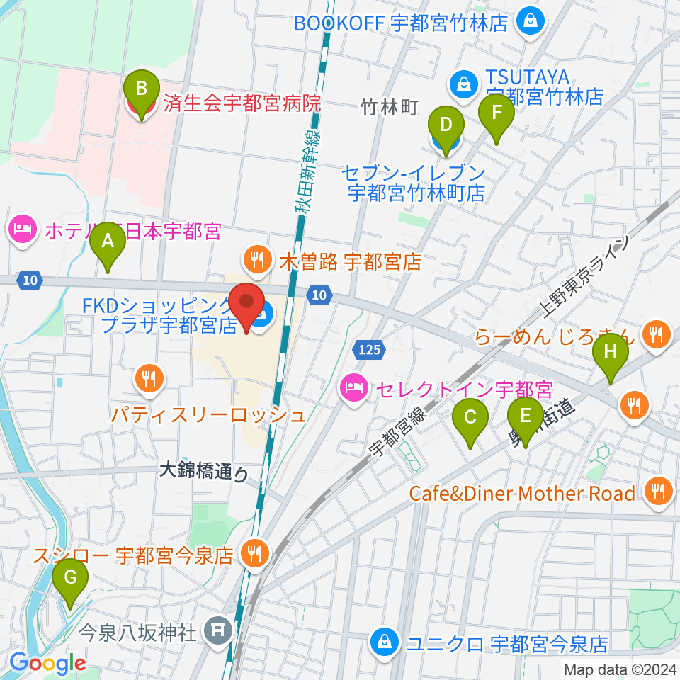 島村楽器 FKD宇都宮店周辺のコンビニエンスストア一覧地図