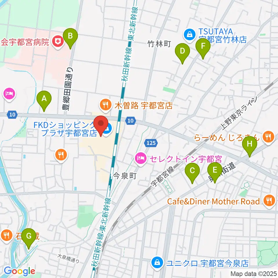 島村楽器 FKD宇都宮店周辺のコンビニエンスストア一覧地図