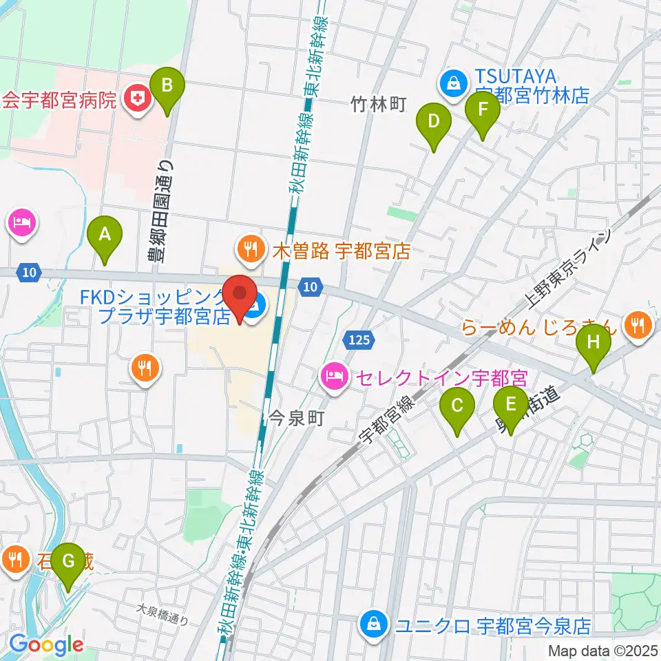 島村楽器 FKD宇都宮店周辺のコンビニエンスストア一覧地図