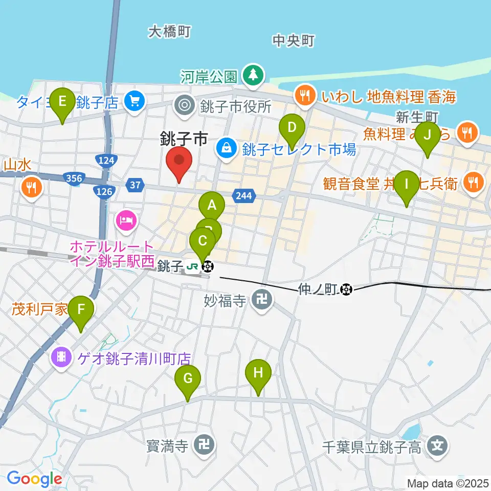 カワイ銚子ショップ周辺のコンビニエンスストア一覧地図