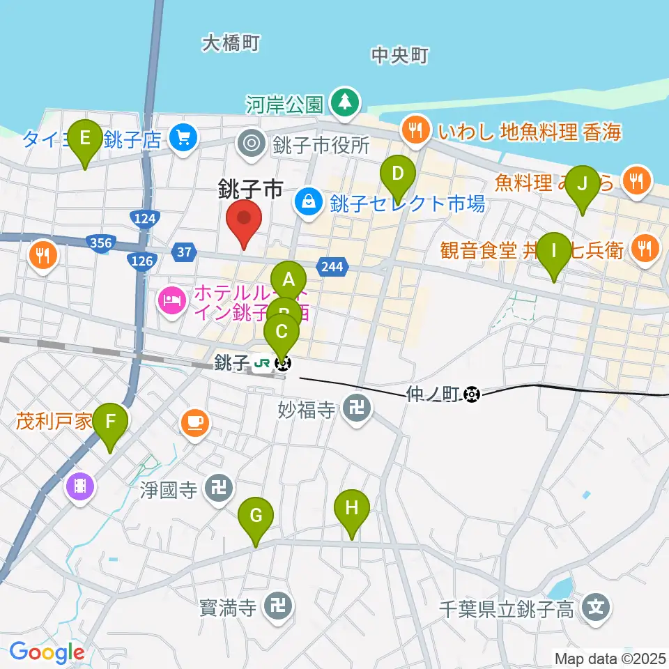 カワイ銚子ショップ周辺のコンビニエンスストア一覧地図