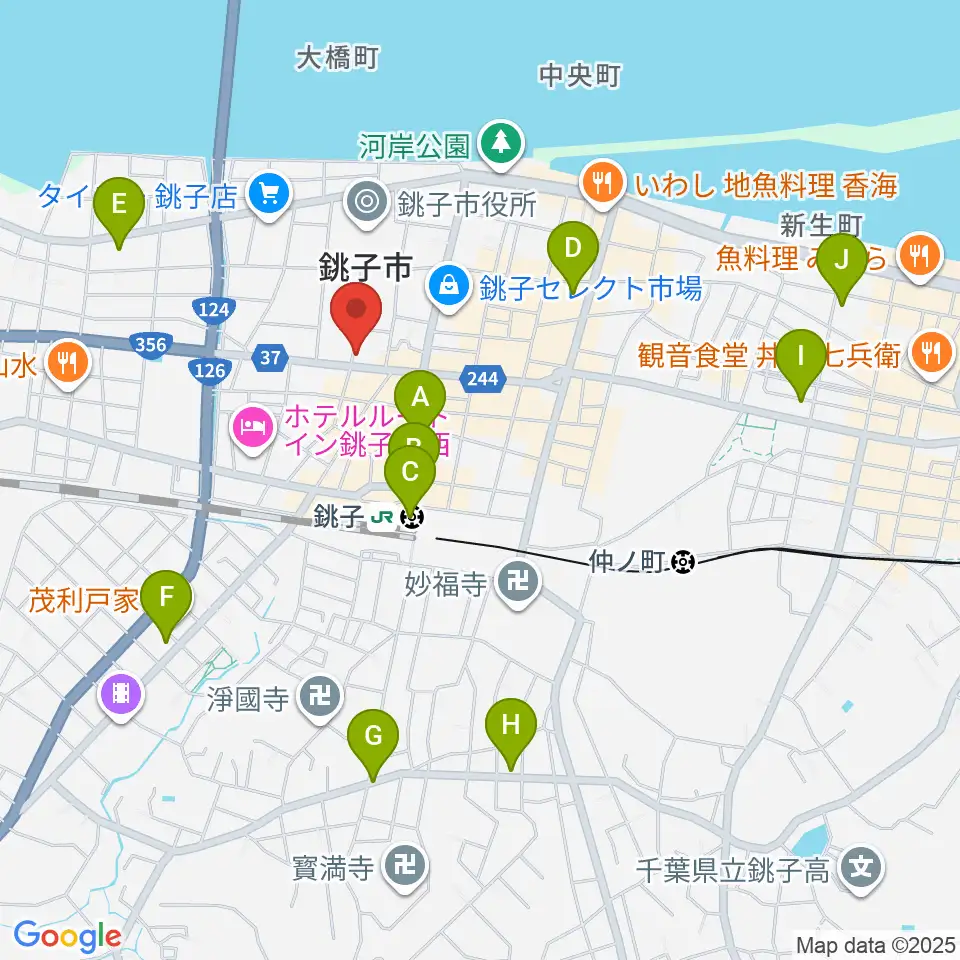 カワイ銚子ショップ周辺のコンビニエンスストア一覧地図