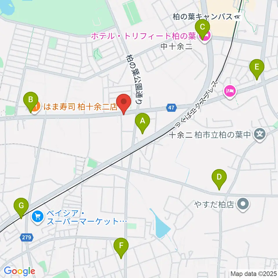カワイ柏ショップ周辺のコンビニエンスストア一覧地図