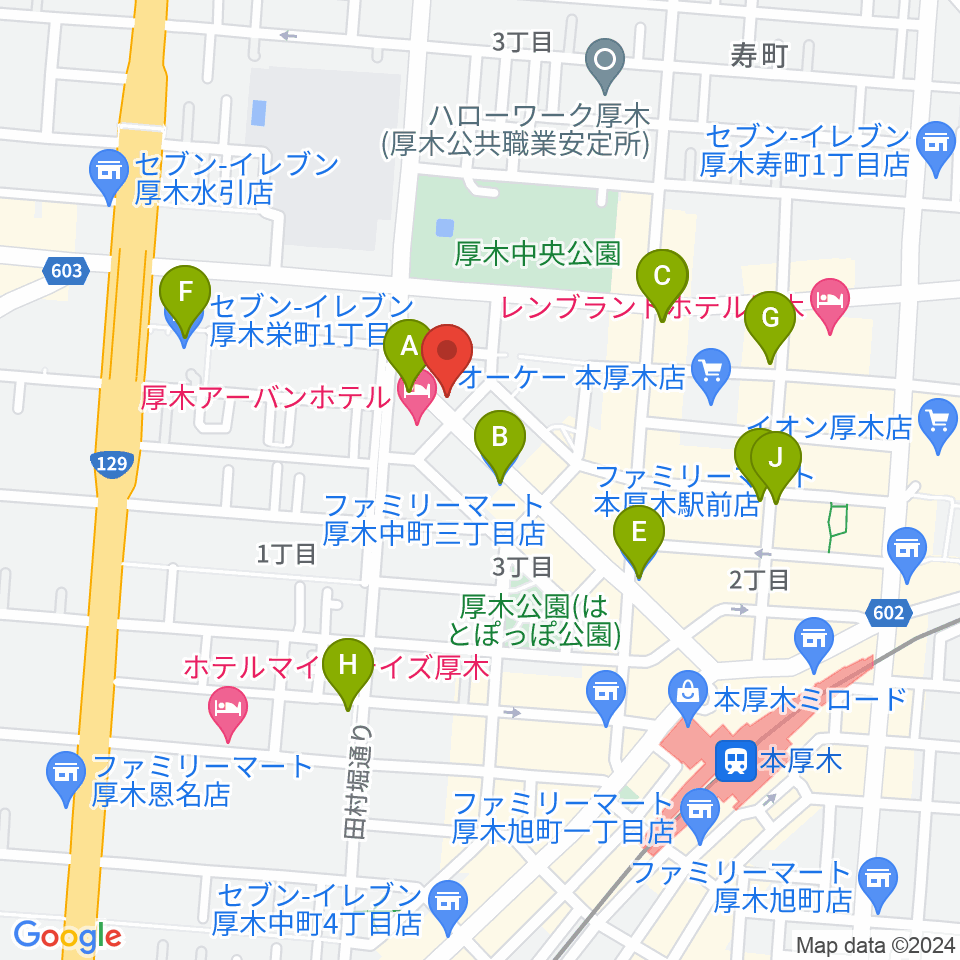 カワイ厚木ショップ周辺のコンビニエンスストア一覧地図