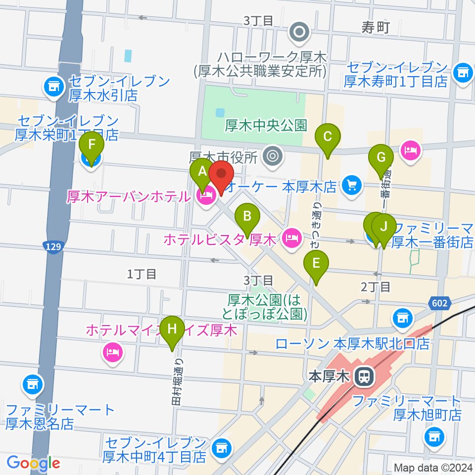 カワイ厚木ショップ周辺のコンビニエンスストア一覧地図