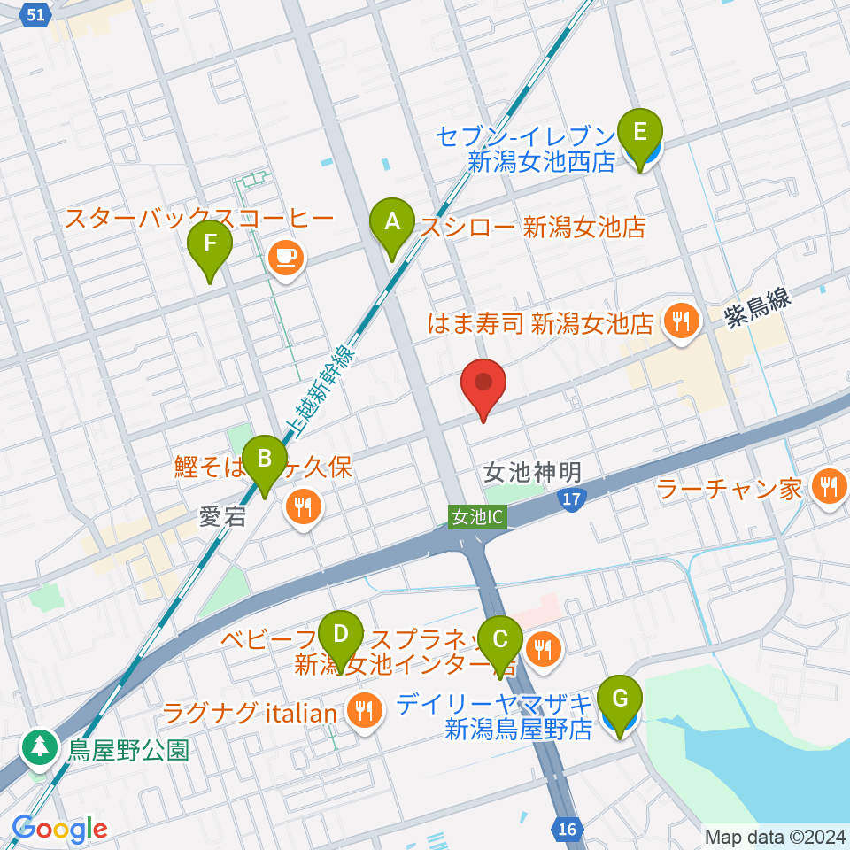 カワイ新潟ショップ周辺のコンビニエンスストア一覧地図