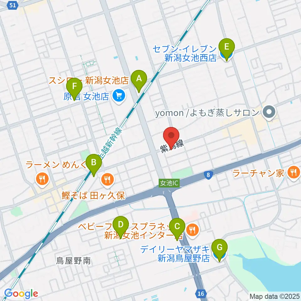 カワイ新潟ショップ周辺のコンビニエンスストア一覧地図