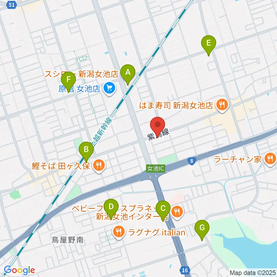 カワイ新潟ショップ周辺のコンビニエンスストア一覧地図