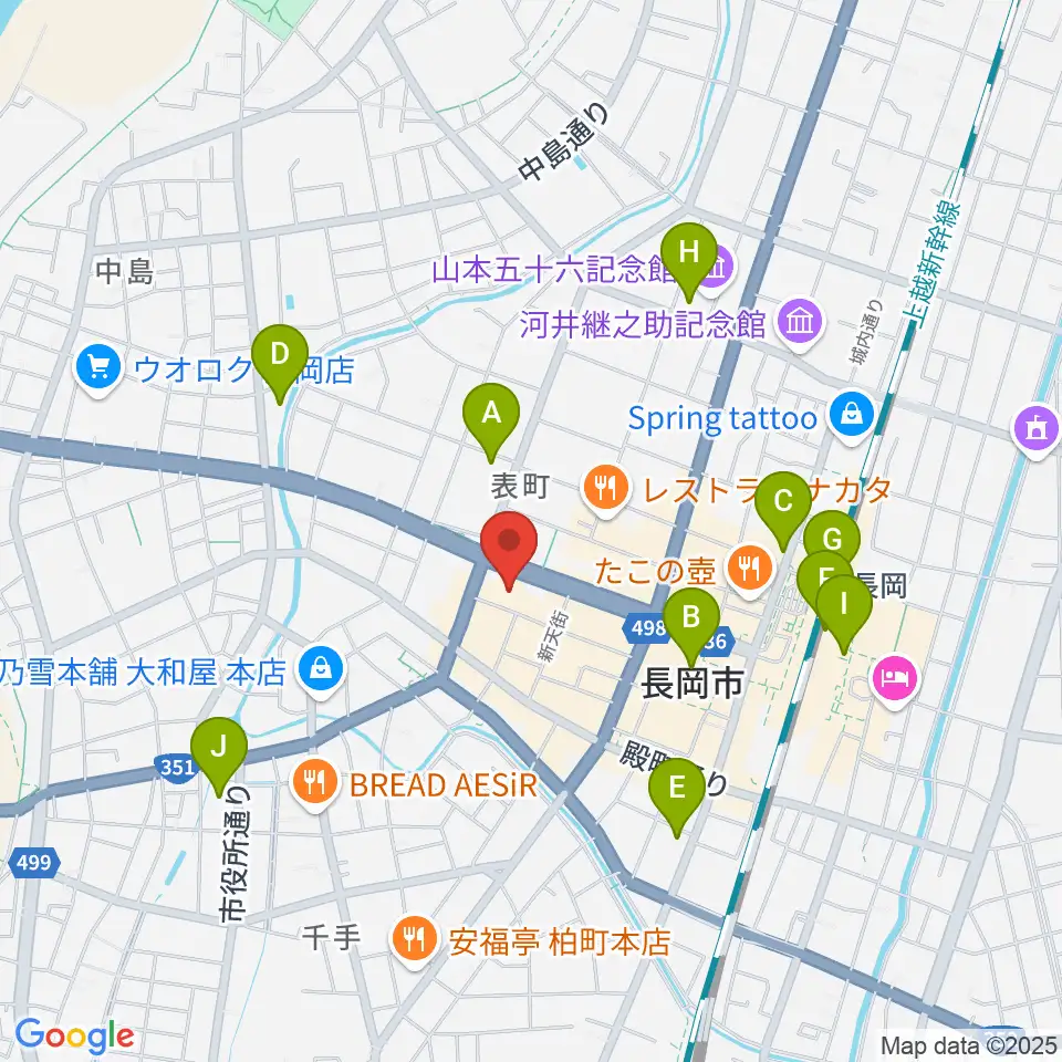 カワイ長岡ショップ周辺のコンビニエンスストア一覧地図