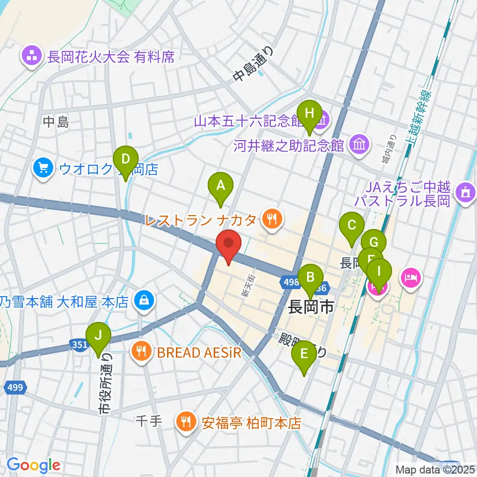カワイ長岡ショップ周辺のコンビニエンスストア一覧地図