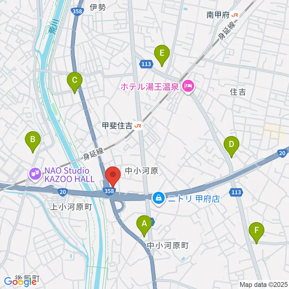 カワイ甲府ショップ周辺のコンビニエンスストア一覧地図
