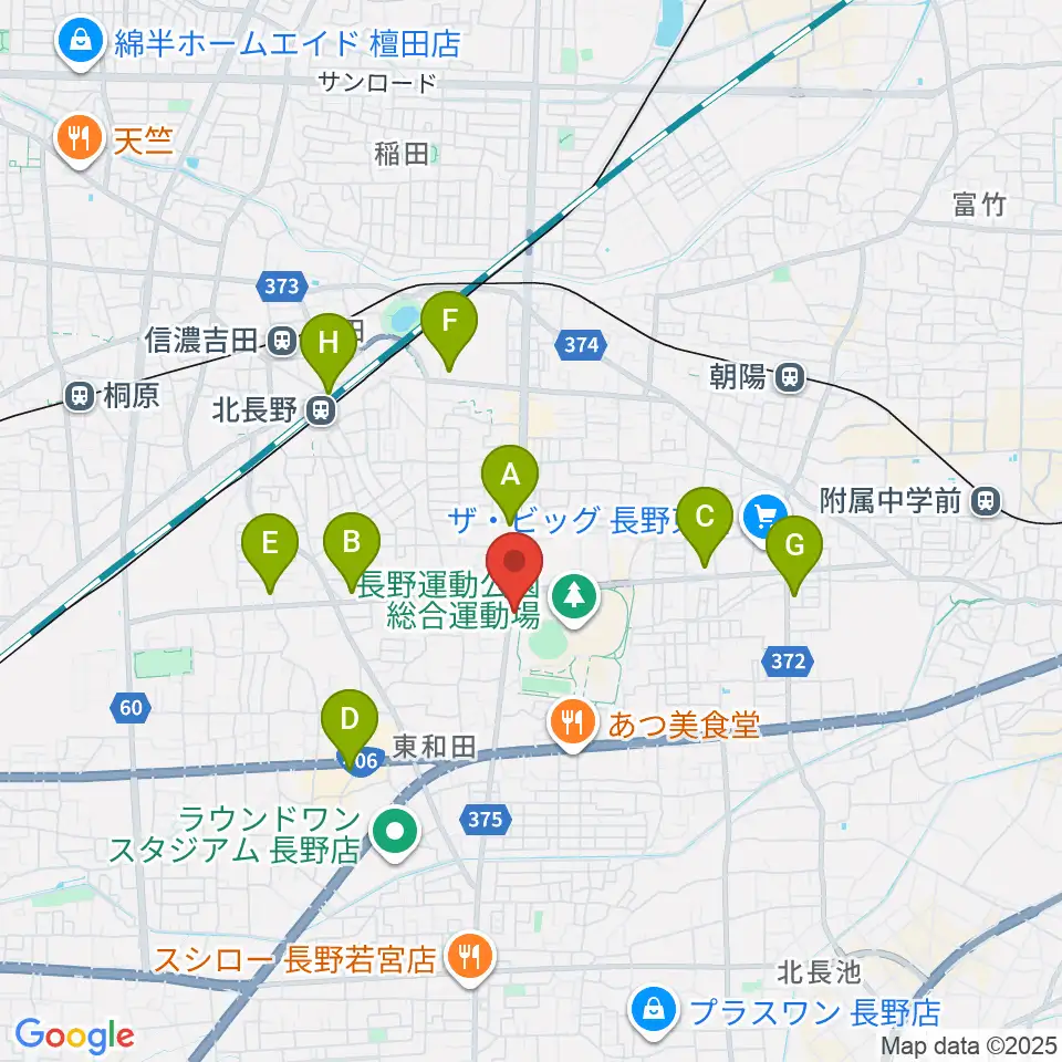 カワイ長野ショップ周辺のコンビニエンスストア一覧地図