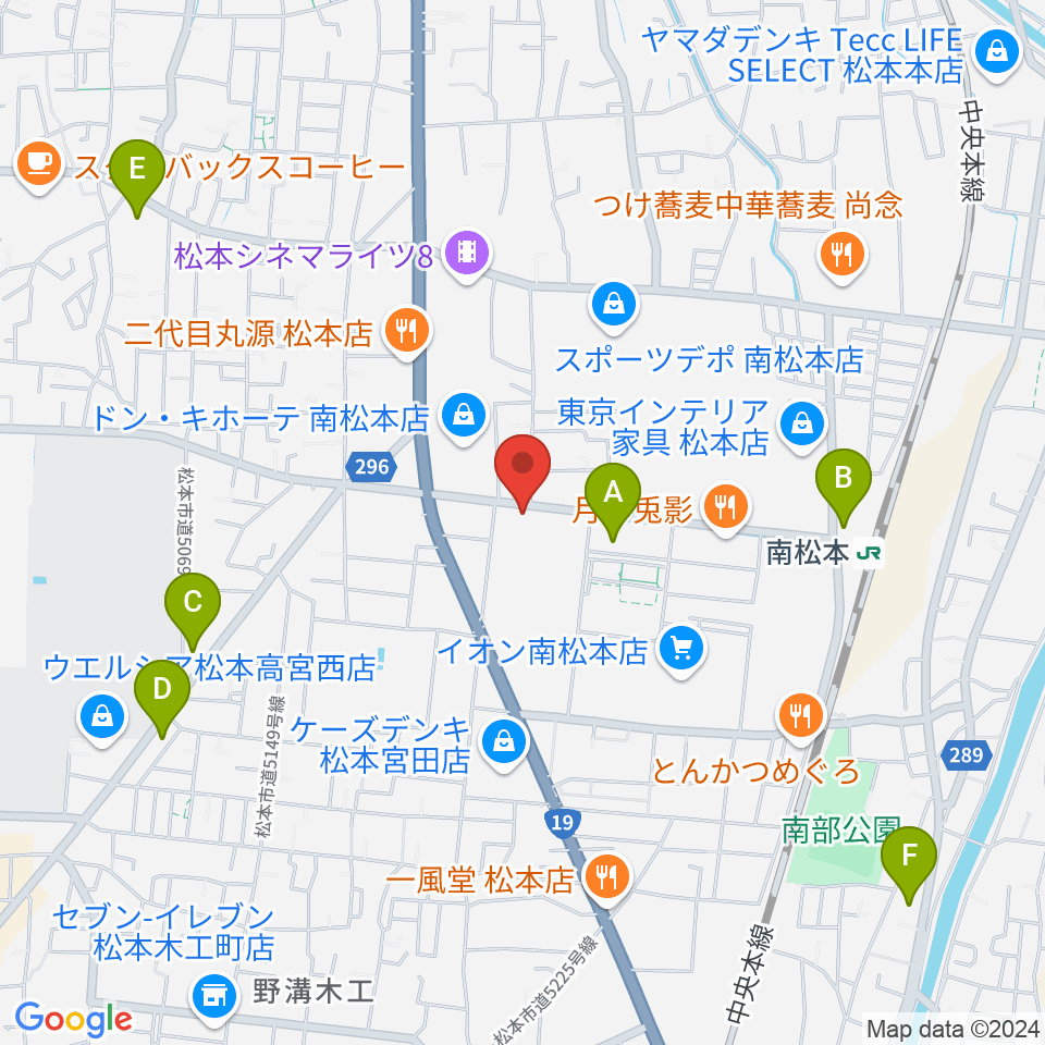 カワイ松本ショップ周辺のコンビニエンスストア一覧地図