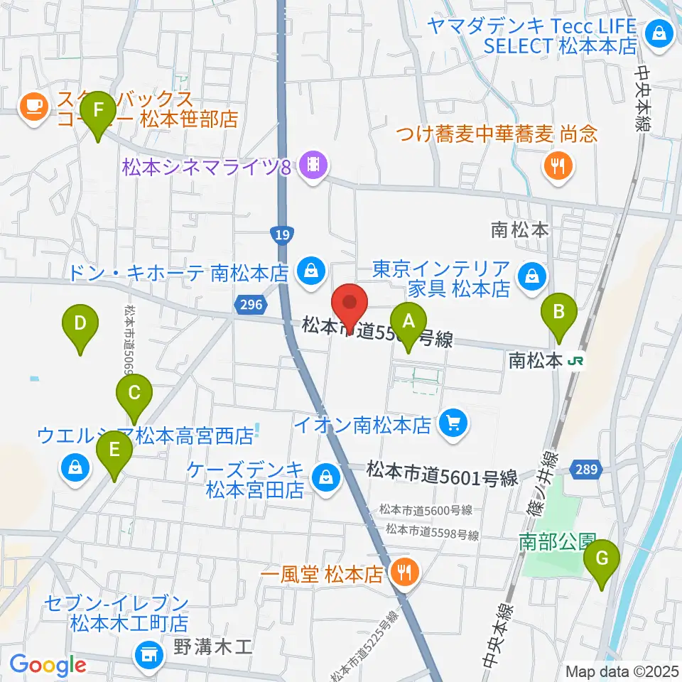 カワイ松本ショップ周辺のコンビニエンスストア一覧地図