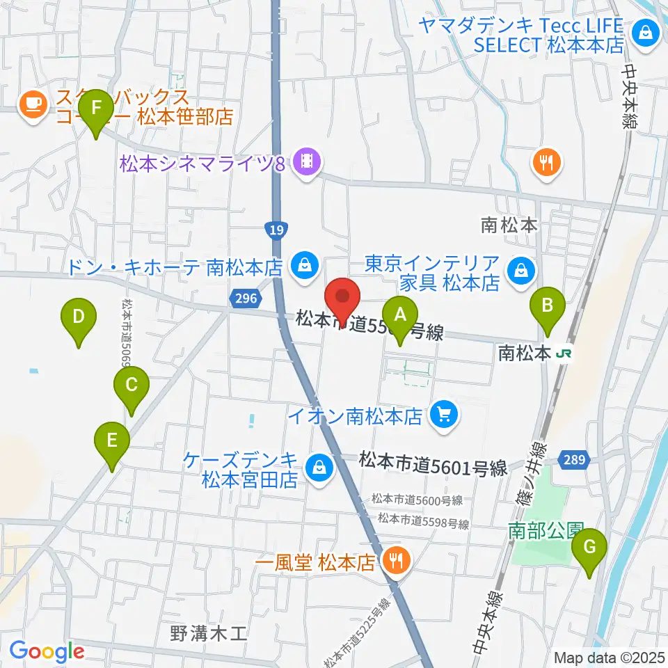 カワイ松本ショップ周辺のコンビニエンスストア一覧地図