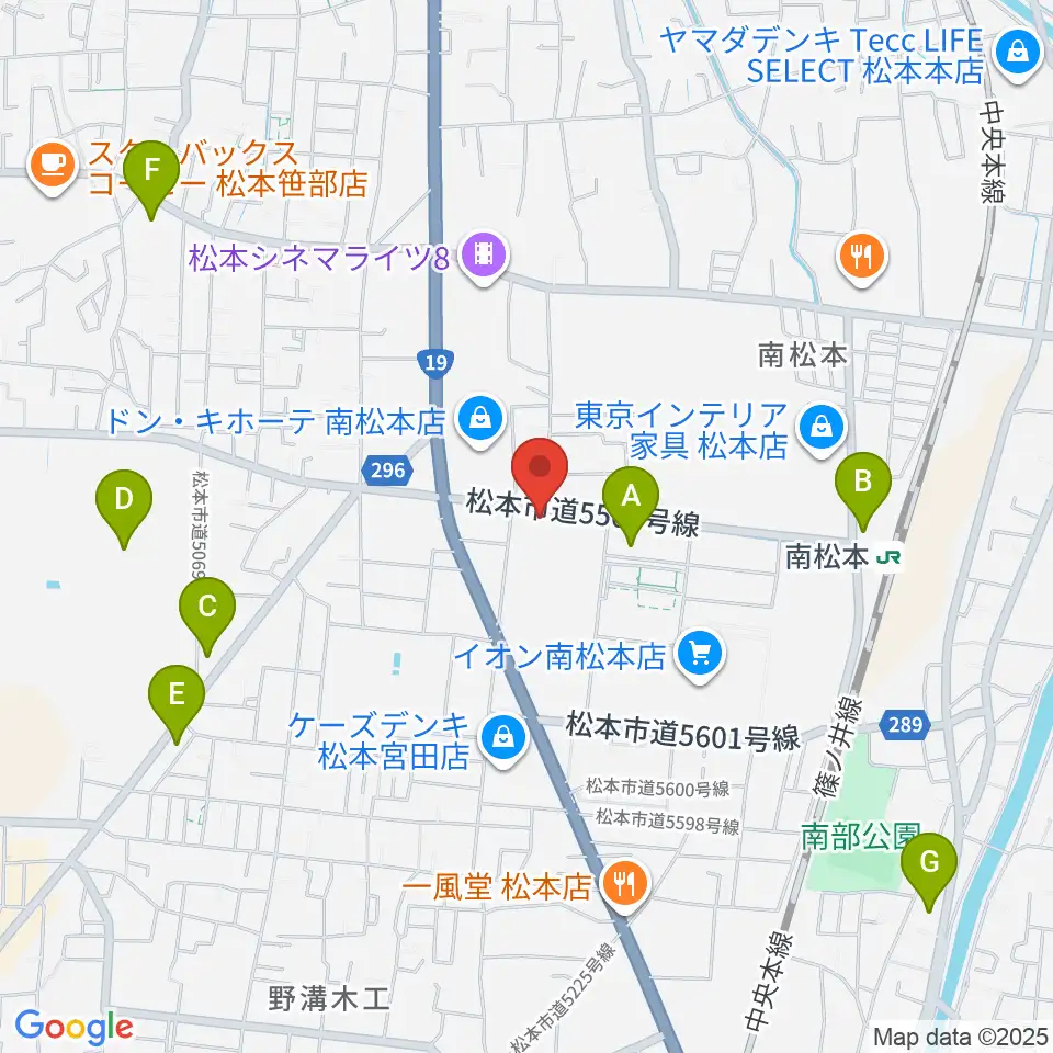 カワイ松本ショップ周辺のコンビニエンスストア一覧地図