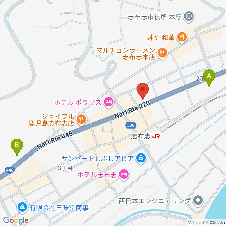 志布志 島津キュレオホール周辺のコンビニエンスストア一覧地図