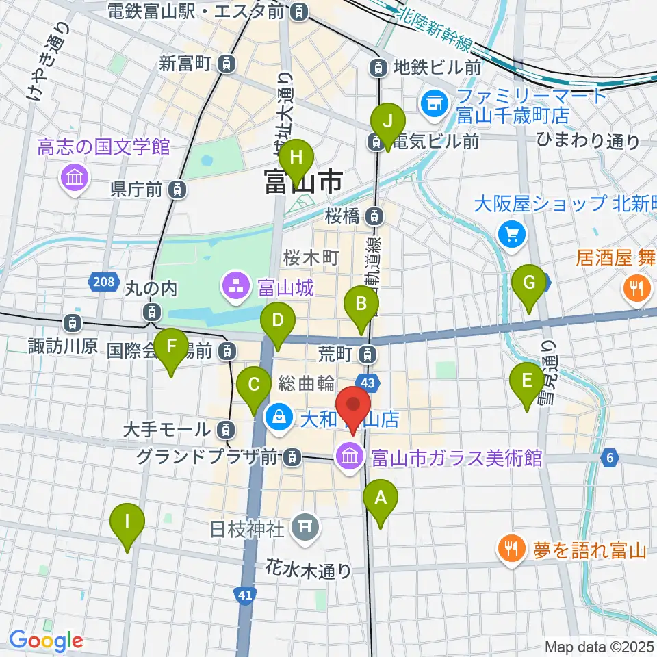 カワイ富山ショップ周辺のコンビニエンスストア一覧地図