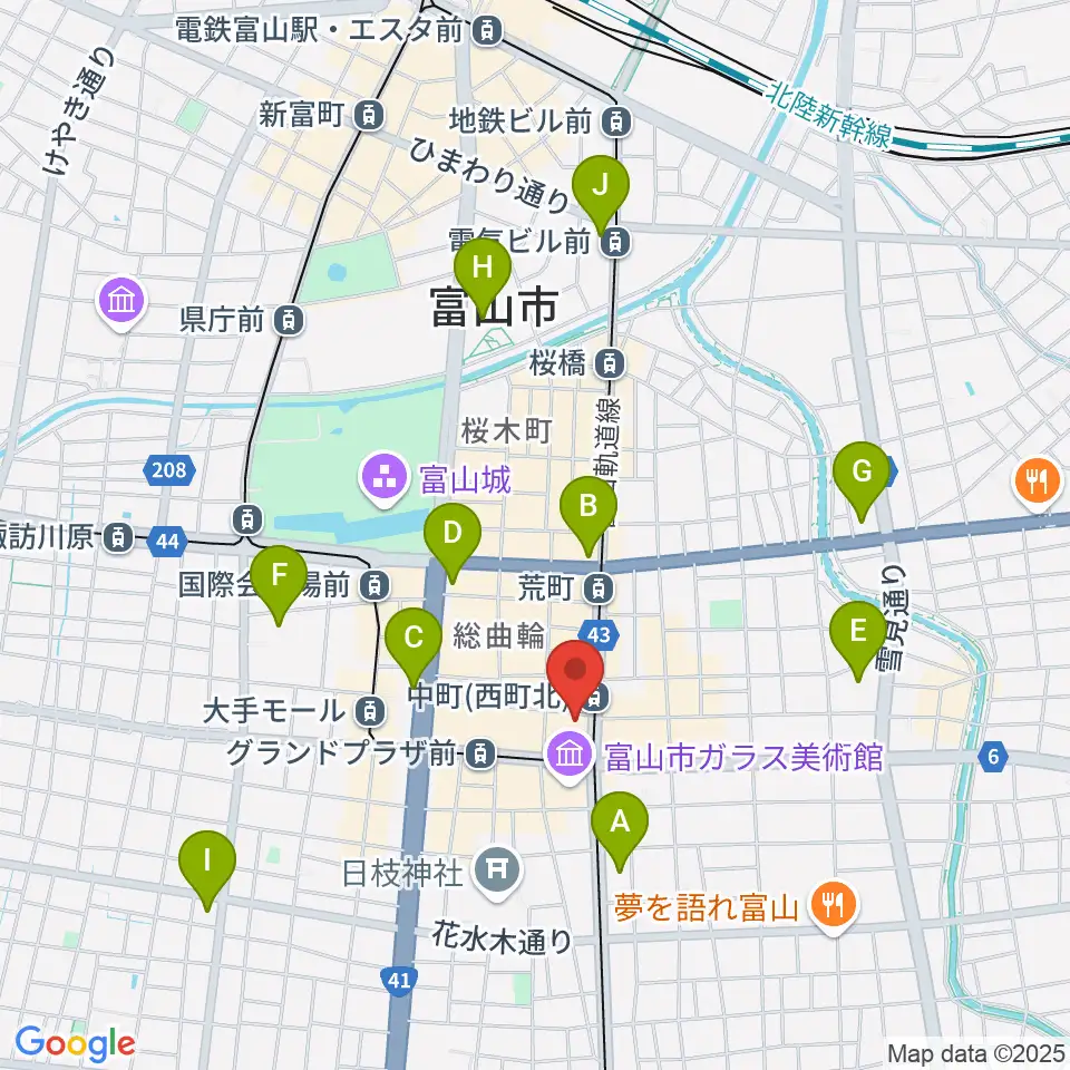 カワイ富山ショップ周辺のコンビニエンスストア一覧地図