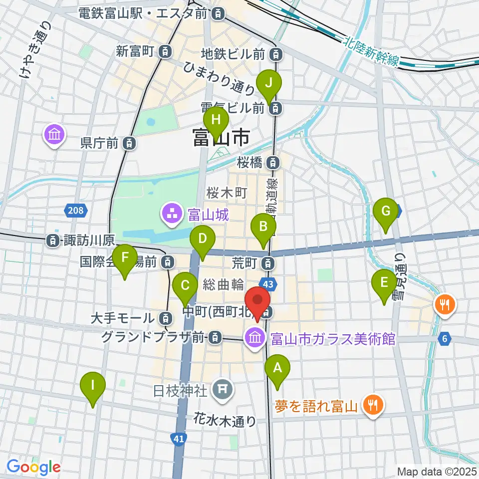 カワイ富山ショップ周辺のコンビニエンスストア一覧地図