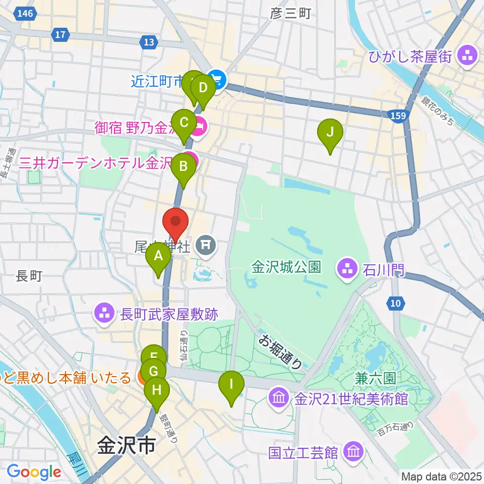 カワイ金沢ショップ周辺のコンビニエンスストア一覧地図