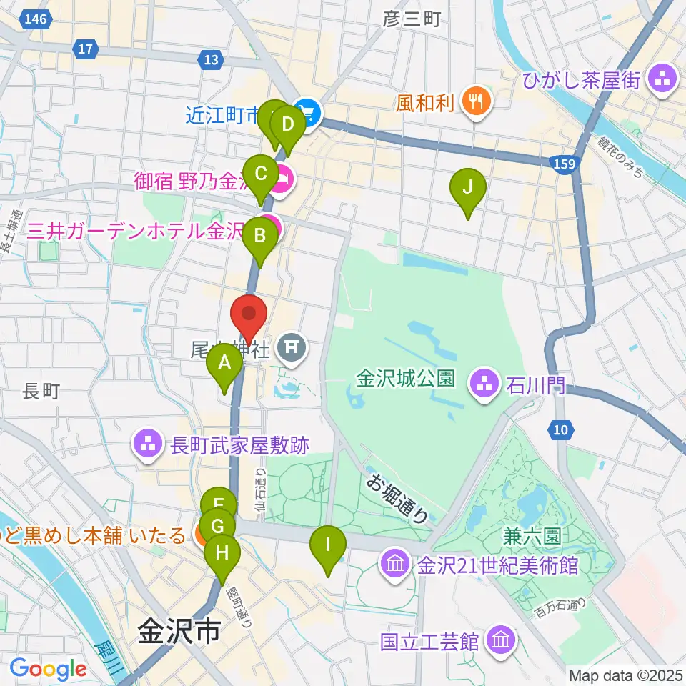 カワイ金沢ショップ周辺のコンビニエンスストア一覧地図